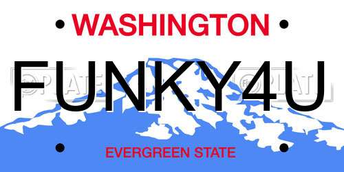 FUNKY4U Washington License Plate