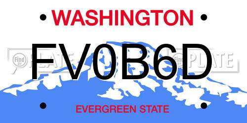 FV0B6D Washington License Plate