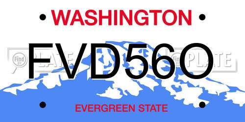 FVD56O Washington License Plate