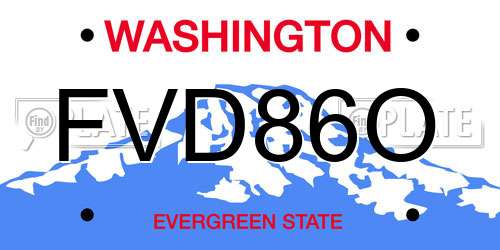 FVD86O Washington License Plate