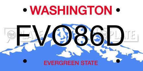 FVO86D Washington License Plate