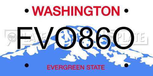 FVO86O Washington License Plate