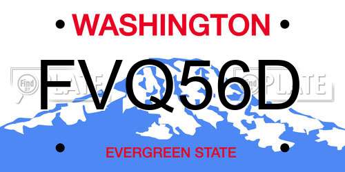 FVQ56D Washington License Plate