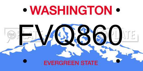 FVQ860 Washington License Plate