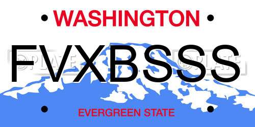 FVXBSSS Washington License Plate