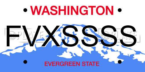 FVXSSSS Washington License Plate