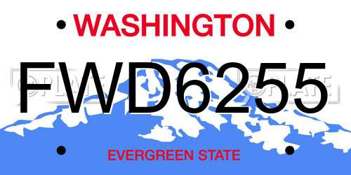 FWD6255 Washington License Plate