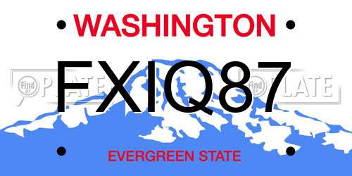 FXIQ87 Washington License Plate