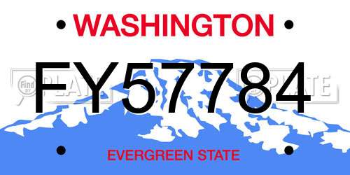 FY57784 Washington License Plate