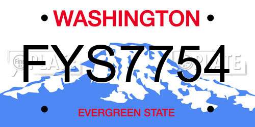 FYS7754 Washington License Plate