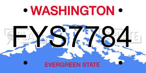 FYS7784 Washington License Plate