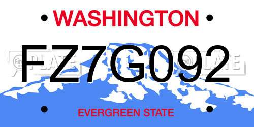 FZ7G092 Washington License Plate