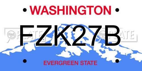FZK27B Washington License Plate