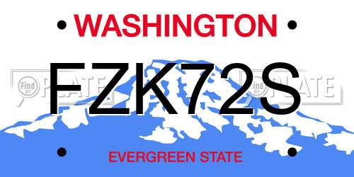 FZK72S Washington License Plate