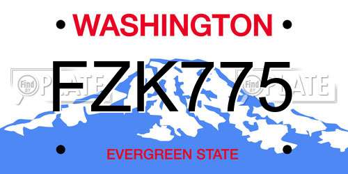 FZK775 Washington License Plate