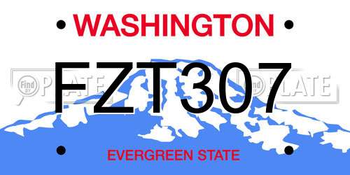 FZT307 Washington License Plate