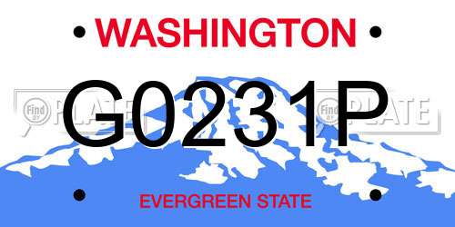 G0231P Washington License Plate