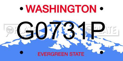 G0731P Washington License Plate