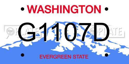 G1107D Washington License Plate