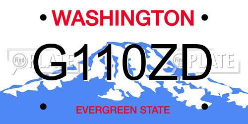 G110ZD Washington License Plate