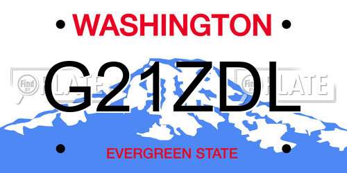 G21ZDL Washington License Plate