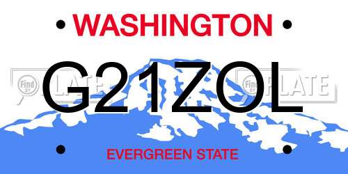 G21ZOL Washington License Plate