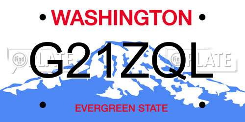 G21ZQL Washington License Plate