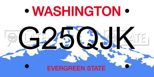 G25QJK Washington License Plate