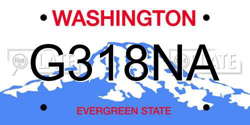 G318NA Washington License Plate