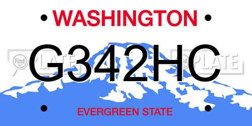 G342HC Washington License Plate