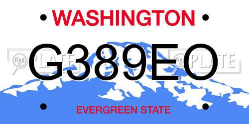 G389EO Washington License Plate