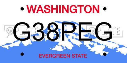 G38PEG Washington License Plate