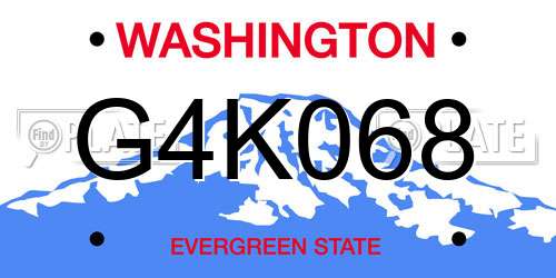 G4K068 Washington License Plate