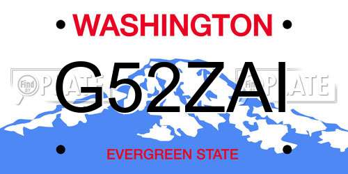 G52ZAI Washington License Plate