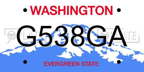 G538GA Washington License Plate