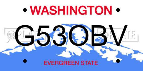 G53OBV Washington License Plate