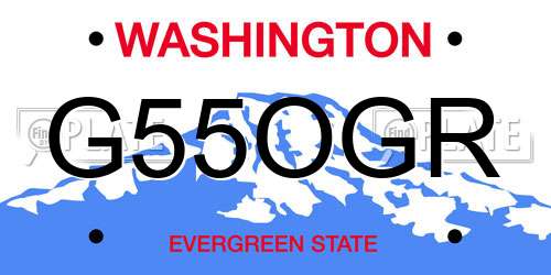 G55OGR Washington License Plate