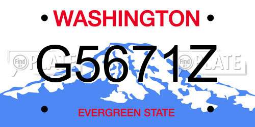 G5671Z Washington License Plate