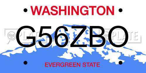 G56ZBO Washington License Plate