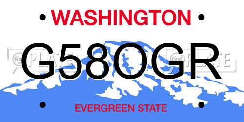 G58OGR Washington License Plate