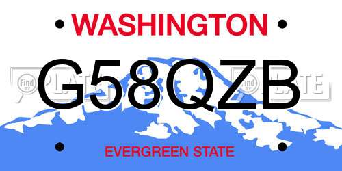 G58QZB Washington License Plate