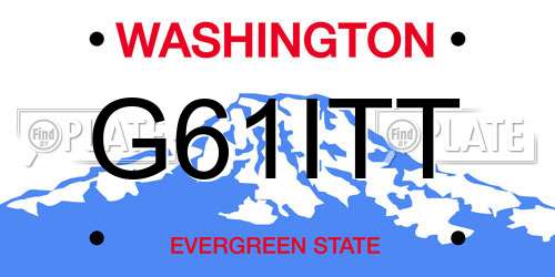 G61ITT Washington License Plate