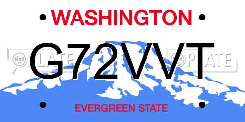 G72VVT Washington License Plate