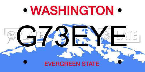 G73EYE Washington License Plate