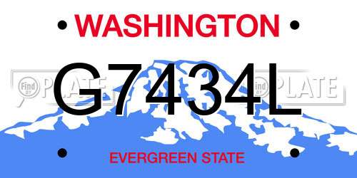 G7434L Washington License Plate