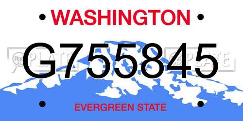 G755845 Washington License Plate
