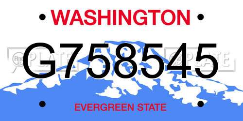 G758545 Washington License Plate
