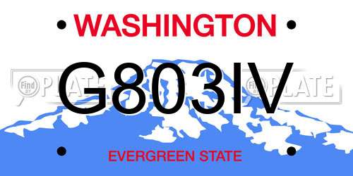 G803IV Washington License Plate