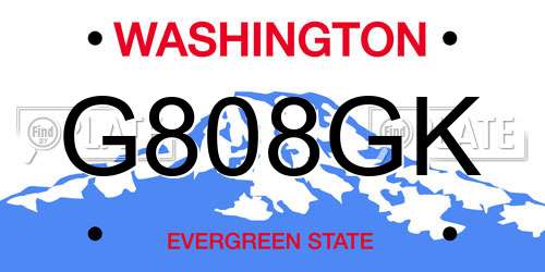 G808GK Washington License Plate