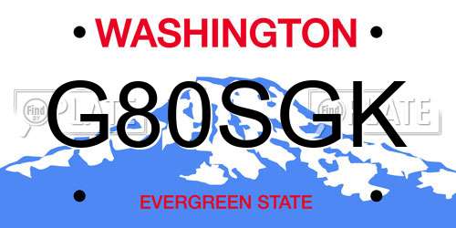 G80SGK Washington License Plate